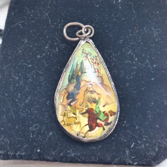 Antique  Hand Painted Persian Pendant - Picture 13 of 14